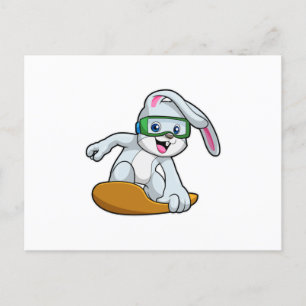 Postal Bunny como Snowboarder con Snowboard
