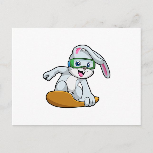 Postal Bunny como Snowboarder con Snowboard (Anverso)