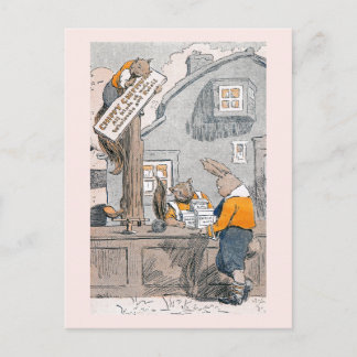 Postal Bunny Comprando nueces de Chipmunks