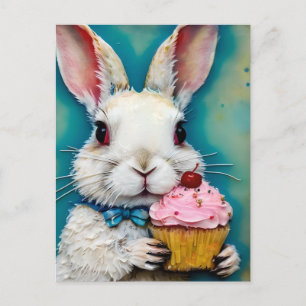Postal Bunny con un pastel