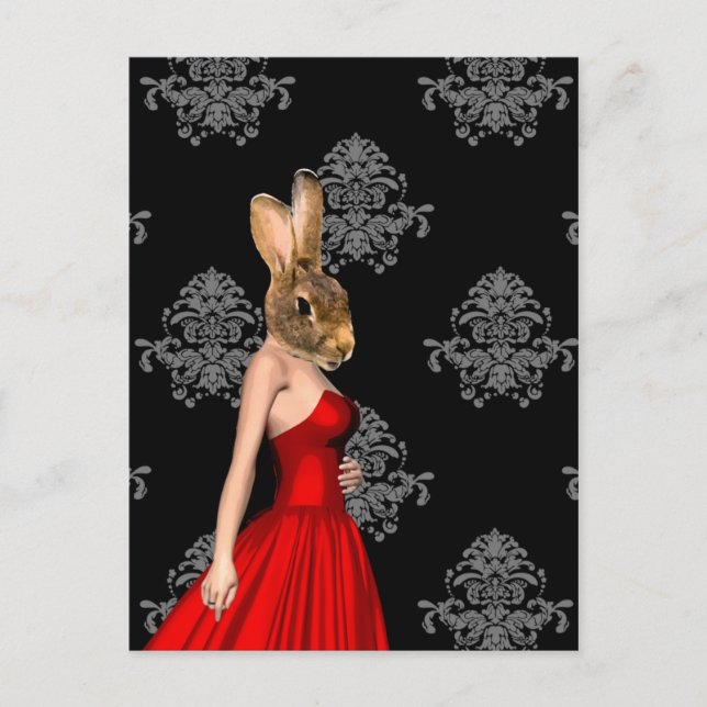 Postal Bunny con vestido rojo (Anverso)