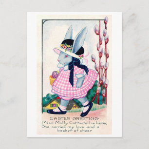 Postal Bunny de moda vintage Easter