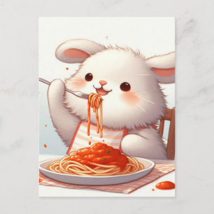 Postal Bunny Eating Spaghetti