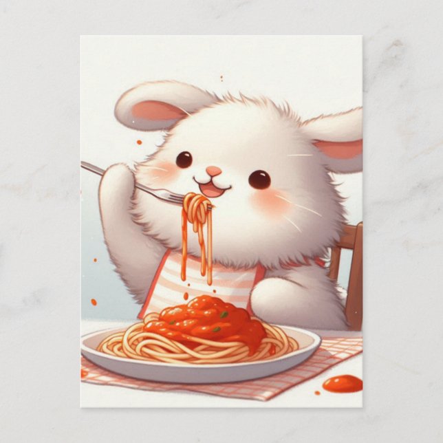 Postal Bunny Eating Spaghetti (Anverso)