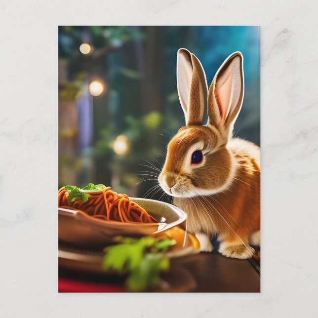 Postal Bunny Eats Spaghetti (Anverso)