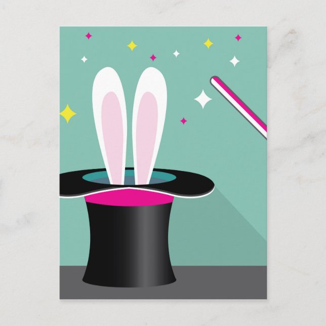 Postal Bunny en una magia gorra (Anverso)