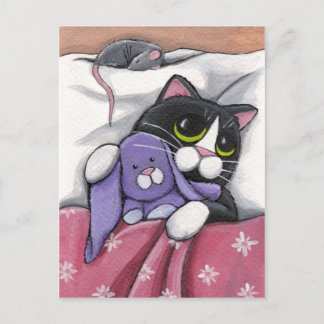 Postal Bunny Hugz | Ilustracion de gatos y juguetes de Tu