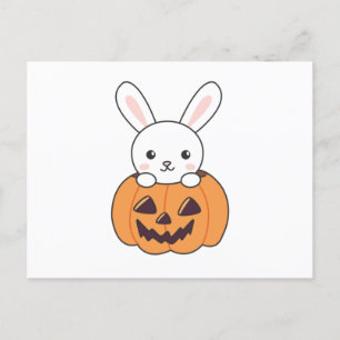 Postal Bunny In Pumpkin Cute Bunnies Feliz Halloween