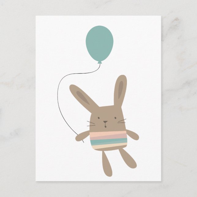 Postal Bunny lindo con globo (Anverso)