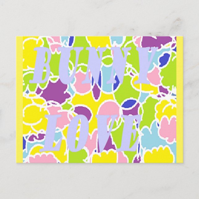 Postal Bunny Love colores claros casi pastel (Anverso)