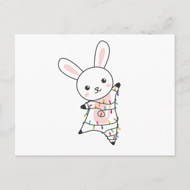 Postal Bunny Merry Christmas Winter Animals Rabbits (Anverso)