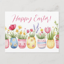 Postal Bunte Aquarell Oster Postkarte mit Frühlingsblumen