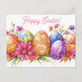 Postal Bunte Aquarell Oster Postkarte mit Frühlingsblumen