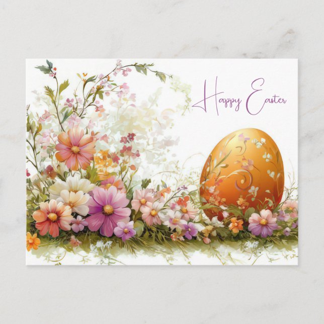 Postal Bunte Aquarell Oster Postkarte mit Frühlingsblumen (Anverso)