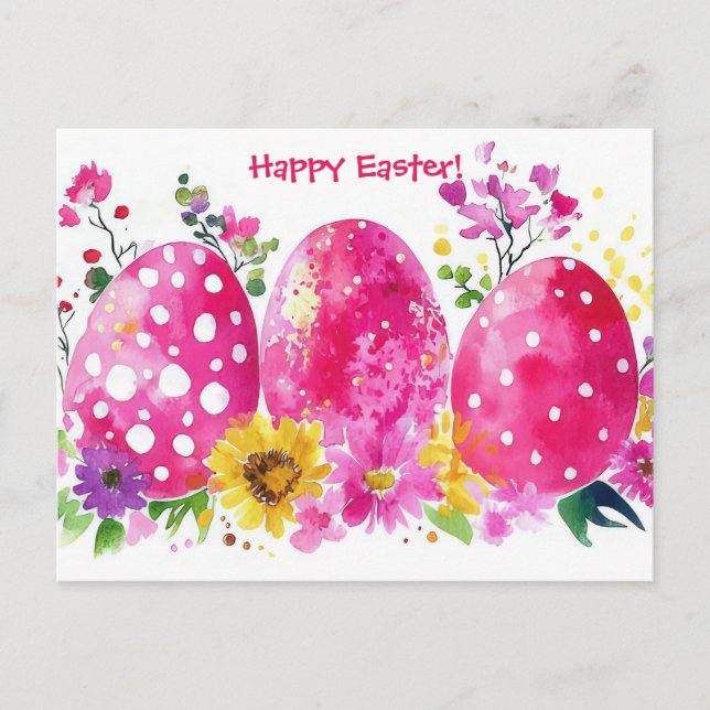 Postal Bunte Aquarell Oster Postkarte mit Frühlingsblumen (Anverso)