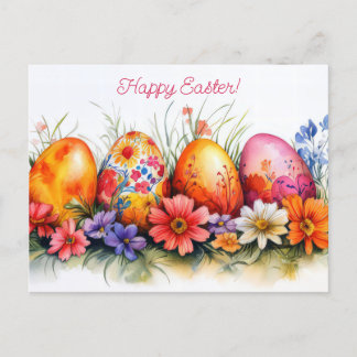 Postal Bunte Aquarell Oster Postkarte mit Frühlingsblumen