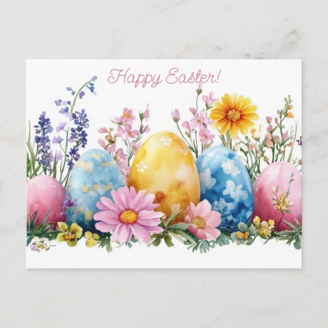 Postal Bunte Aquarell Oster Postkarte mit Frühlingsblumen (Anverso)
