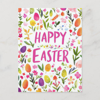 Postal Bunte Aquarell Oster Postkarte mit Frühlingsblumen