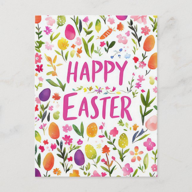 Postal Bunte Aquarell Oster Postkarte mit Frühlingsblumen (Anverso)