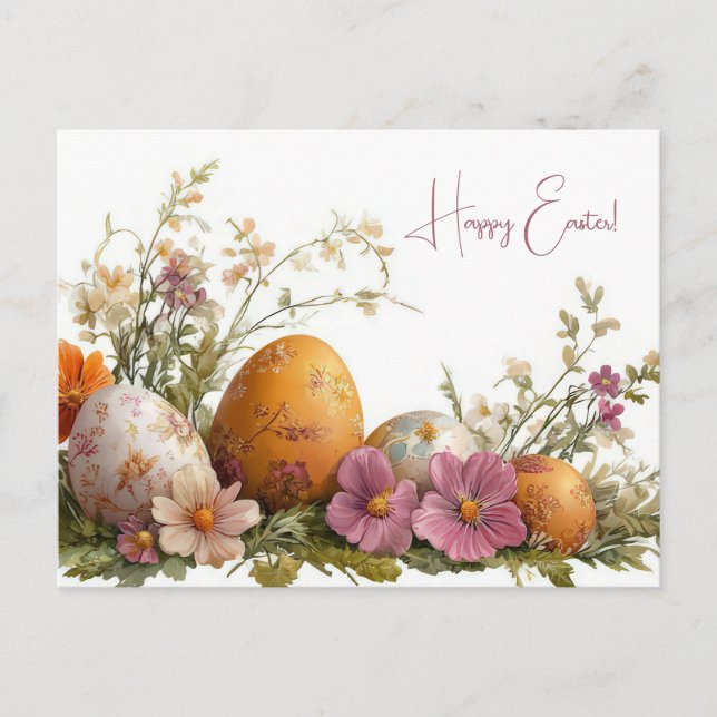 Postal Bunte Aquarell Oster Postkarte mit Frühlingsblumen (Anverso)