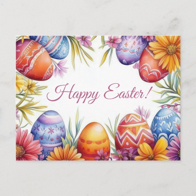 Postal Bunte Aquarell Oster Postkarte mit Ostereiern (Anverso)