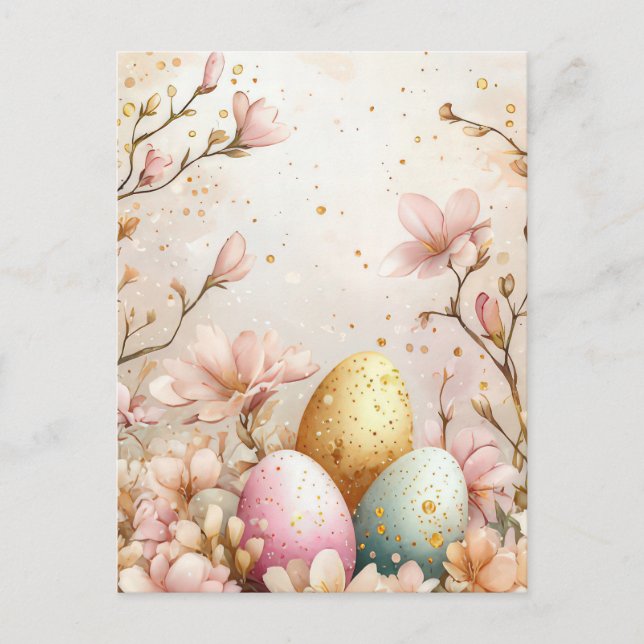 Postal Bunte Aquarell Oster Postkarte mit Ostereiern (Anverso)