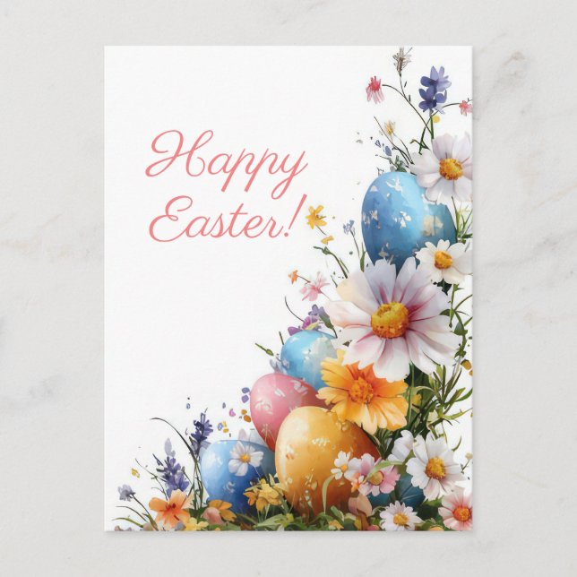Postal Bunte Aquarell Oster Postkarte mit Ostereiern (Anverso)
