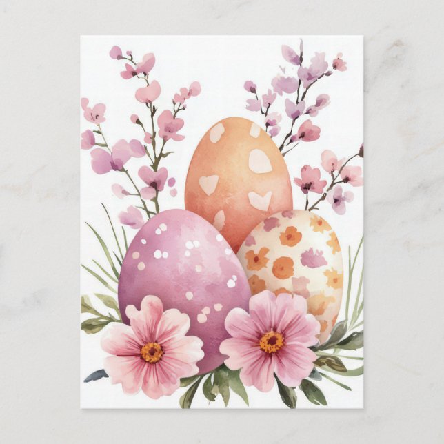 Postal Bunte Aquarell Oster Postkarte mit Ostereiern (Anverso)