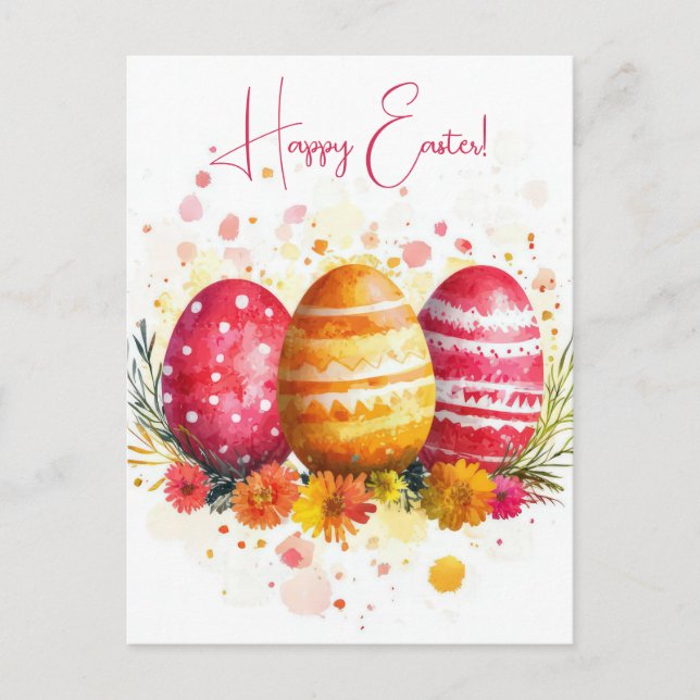 Postal Bunte Aquarell Oster Postkarte mit Ostereiern (Anverso)
