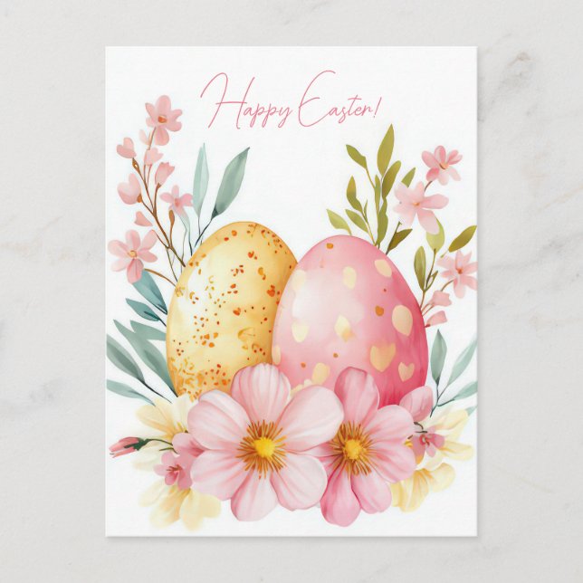 Postal Bunte Aquarell Oster Postkarte mit Ostereiern (Anverso)
