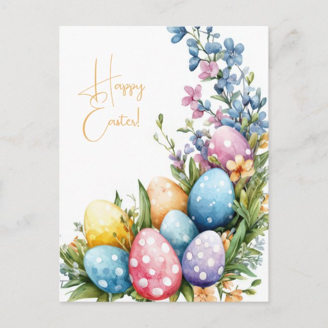 Postal Bunte Aquarell Oster Postkarte mit Ostereiern (Anverso)