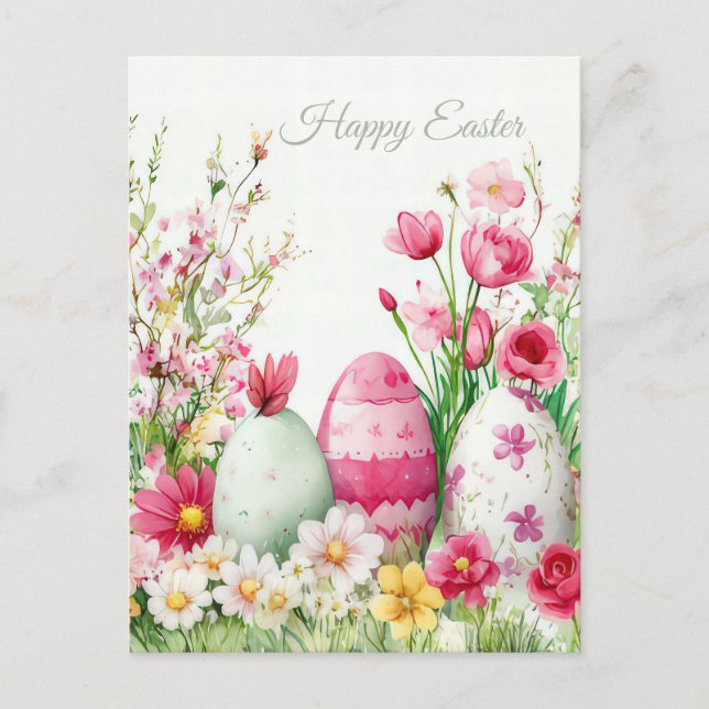 Postal Bunte Aquarell Oster Postkarte mit Ostereiern (Anverso)