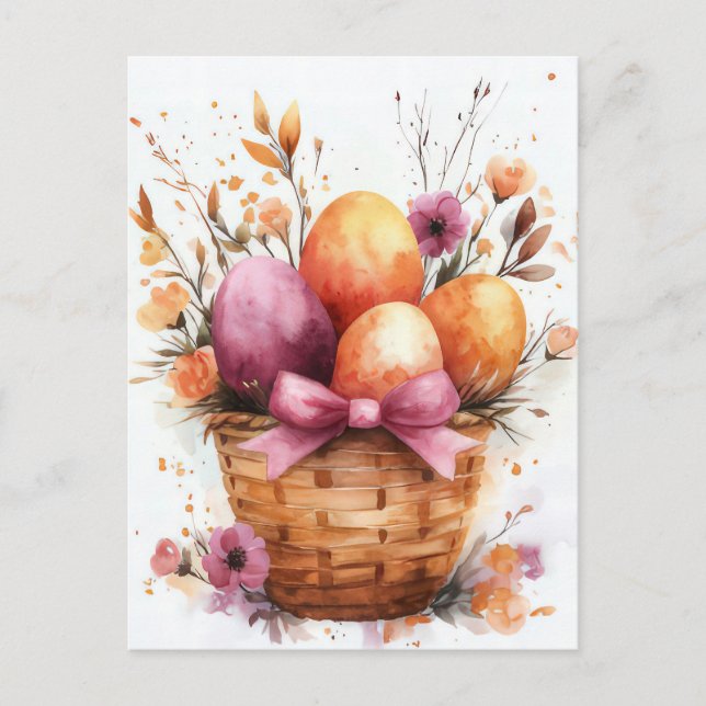 Postal Bunte Aquarell Oster Postkarte mit Ostereiern (Anverso)