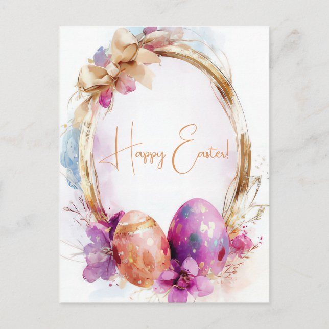 Postal Bunte Aquarell Oster Postkarte mit Ostereiern (Anverso)