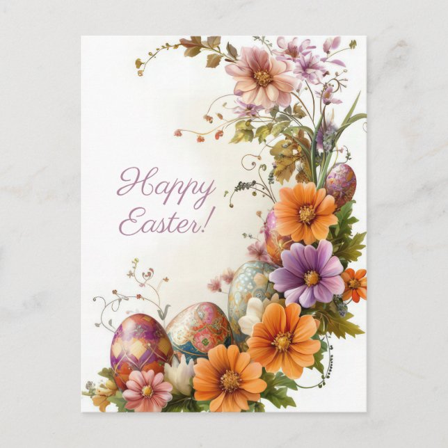 Postal Bunte Aquarell Oster Postkarte mit Ostereiern (Anverso)