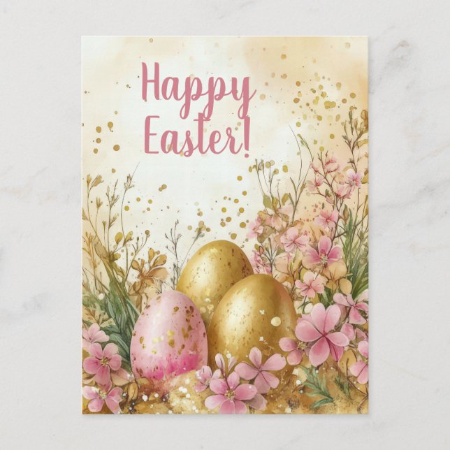 Postal Bunte Aquarell Oster Postkarte mit Ostereiern (Anverso)