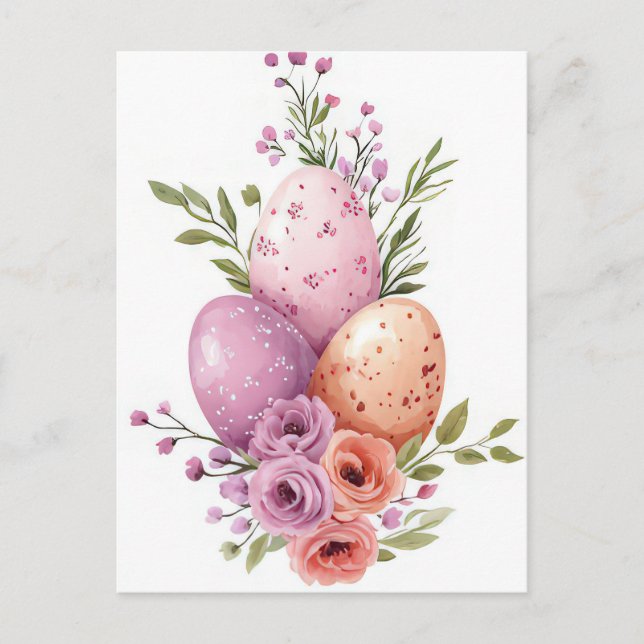 Postal Bunte Aquarell Oster Postkarte mit Ostereiern (Anverso)