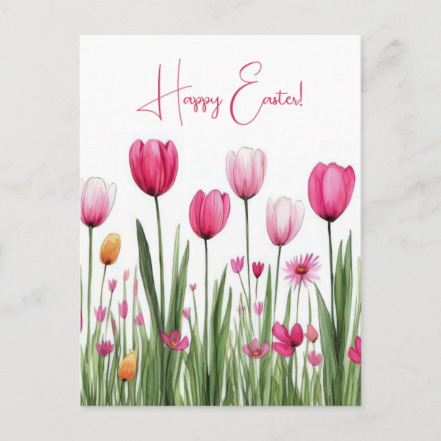 Postal Bunte Aquarell Oster Postkarte mit Tulpen (Anverso)