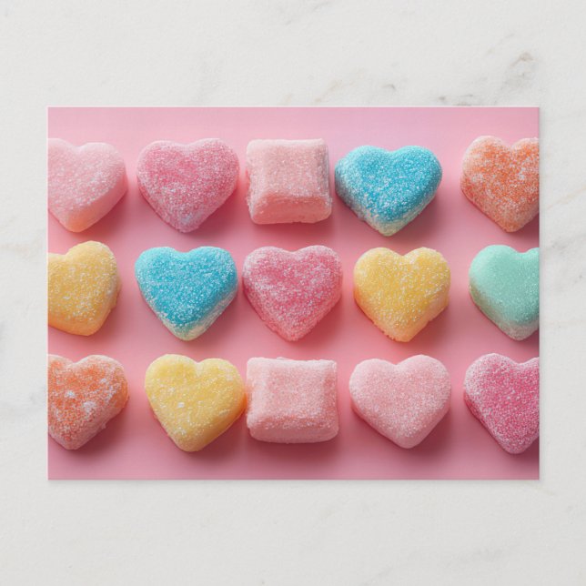 Postal Bunte Herzen aus Zucker Valentinstag (Anverso)