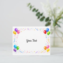 Postal Bunte Party Ballons Konfetti Rahmen Design
