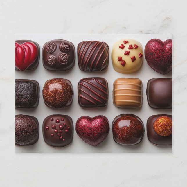 Postal Bunte Pralinen aus Schokolade Valentinstag (Anverso)