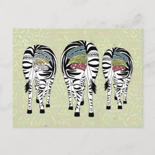 Postal bunte Zebras
