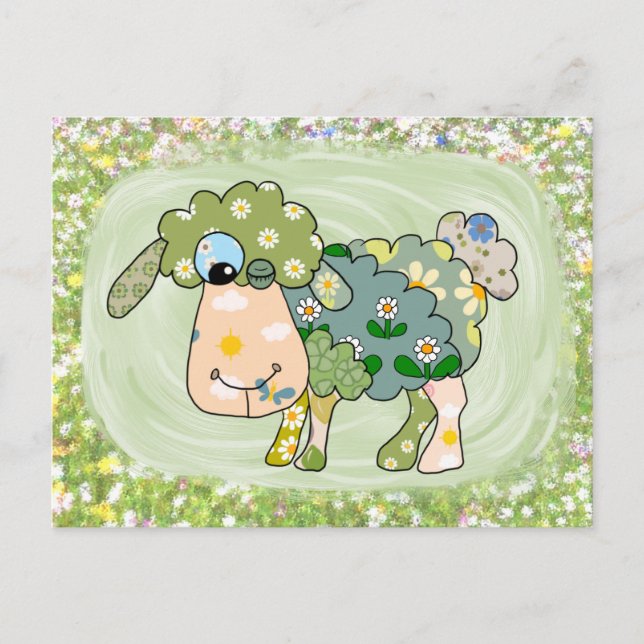 Postal Buntes Schaf Postkarte (Anverso)