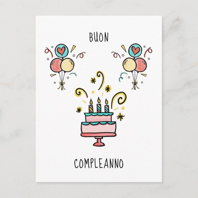 Postal Buon Compleanno | Cumpleaños feliz (Anverso)