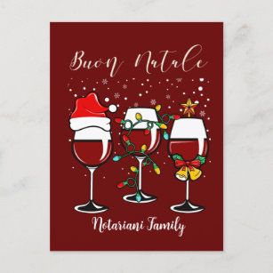 Postal Buon Natale Merry Christmas Wine Lights