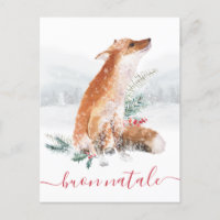 Buon Natale Volpe Rossa Scena di Bosco Invernale
