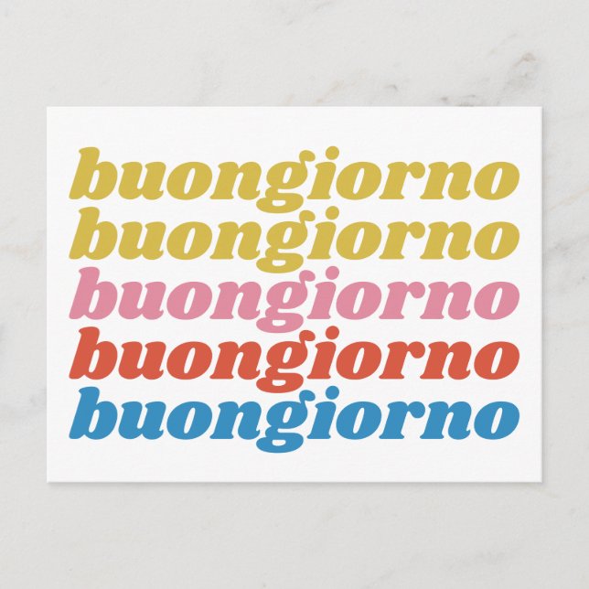 Postal Buongiorno Italiano Hola Typografía Cute Retro (Anverso)