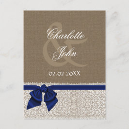 Postal Bupomada de FAUX, encaje azul marino y blanco Grac