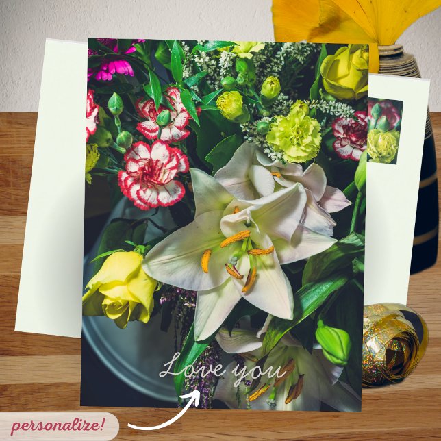 Postal Buqué colorido con lirio  (Subido por el creador)