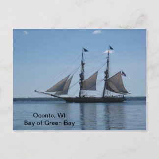 Postal - Buque de altura, Bahía de Green Bay, WI
